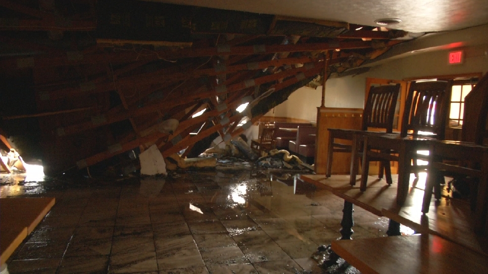 Roof cavesin at a local business in Geddes WSTM