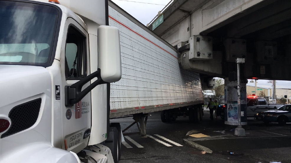 Semi Truck Gets Stuck Under The Ballard Bridge | KOMO