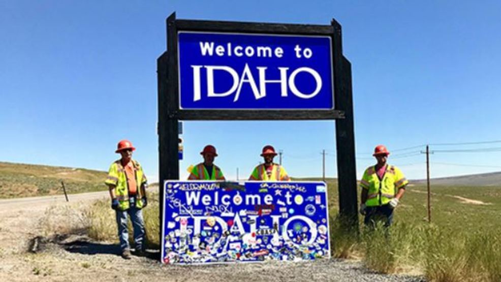 State auctions off to Idaho' sign covered in stickers KBOI