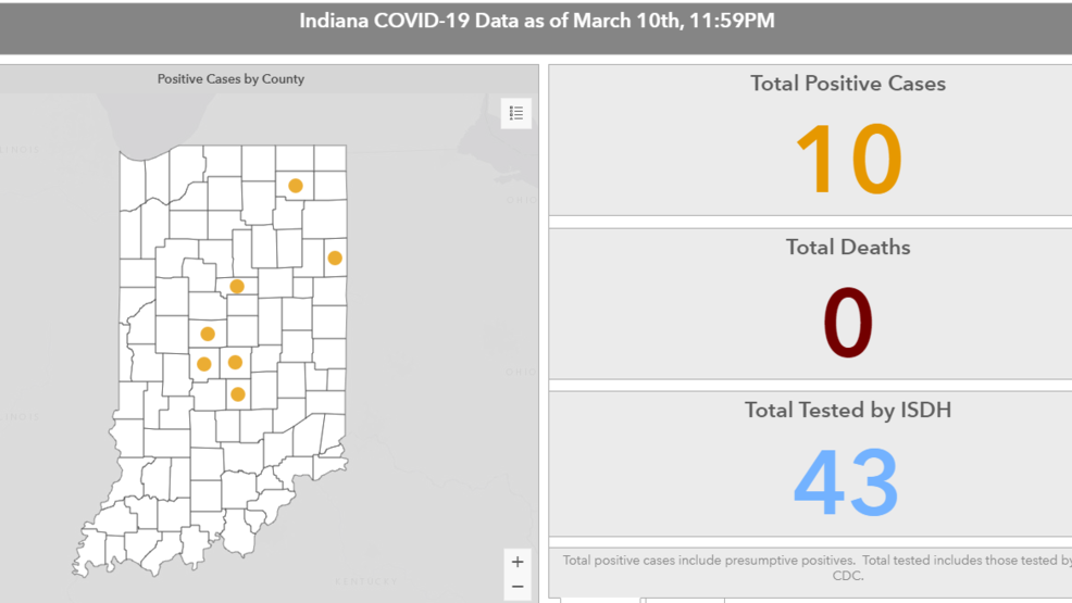 New Map Shows Positive Cases Of Coronavirus In Indiana By County Wsbt