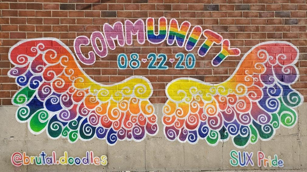 Rainbow wings celebrate Siouxland Pride in Downtown Sioux City KMEG